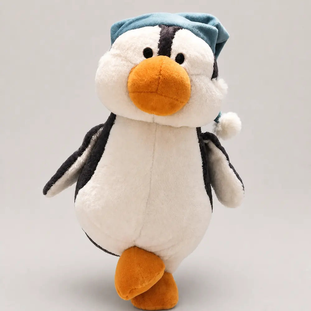 Blue Sleep Cap Penguin Plush Toy - Front View