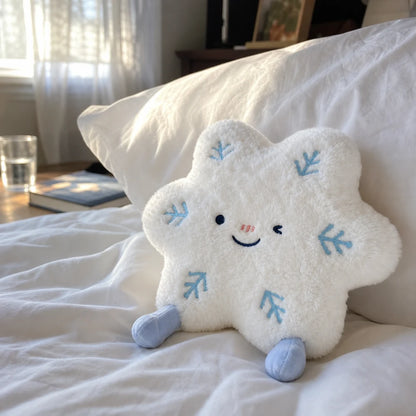 Snowflake Plush Toy in Warm Bedroom Sunlight
