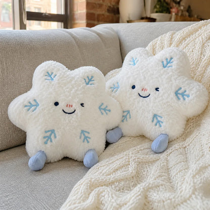 Snowflake Plush Toys on a Cozy Sofa
