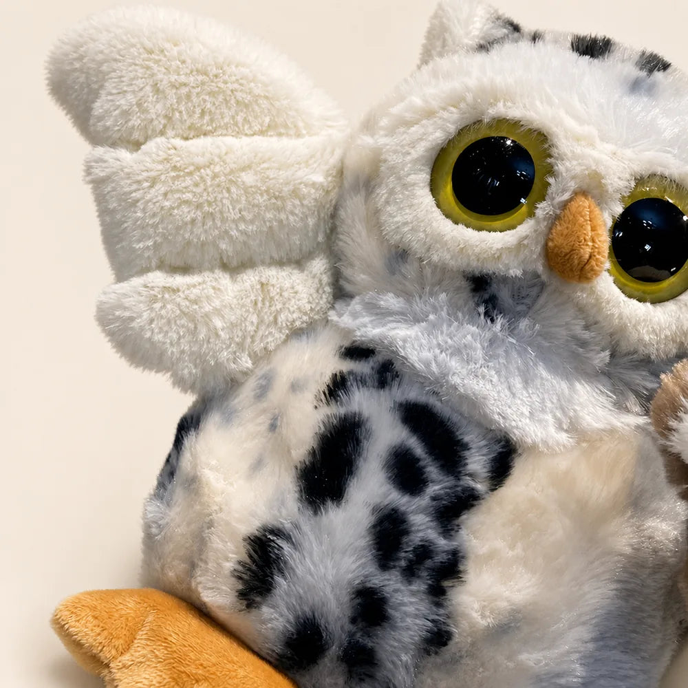 Snowy White Flying Owl Stuffed Animal - Plush Detail