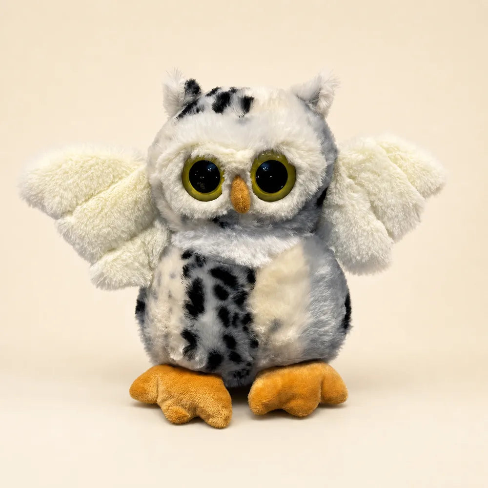 Snowy White Flying Owl Stuffed Animal - Front View