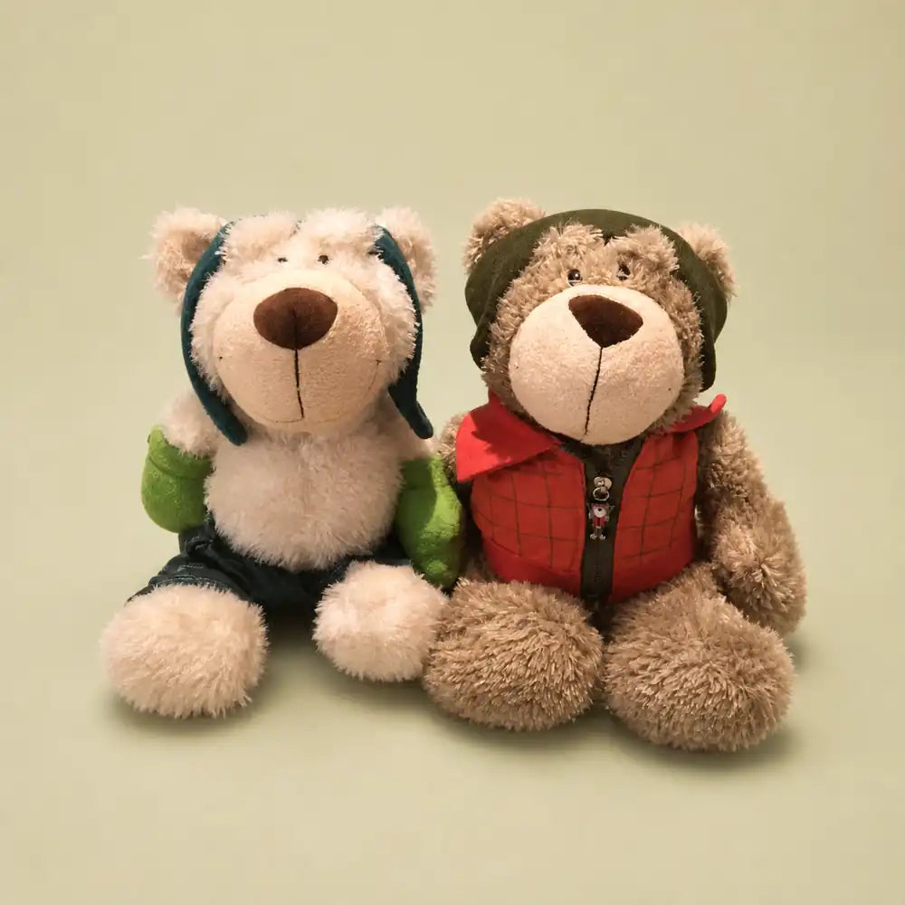 Adventure Bear Plush Stuffed Animal - Brown and White Bears Front View