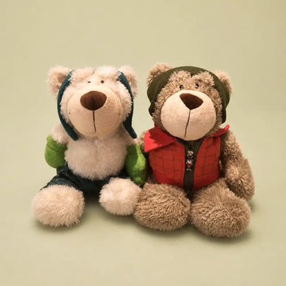 Adventure Bear Plush Stuffed Animal - Brown and White Bears Front View