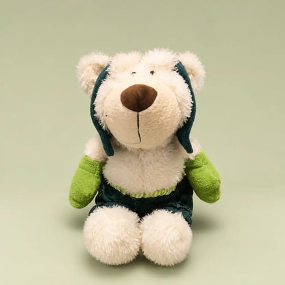 Adventure Bear Plush Stuffed Animal - White Bear Front View