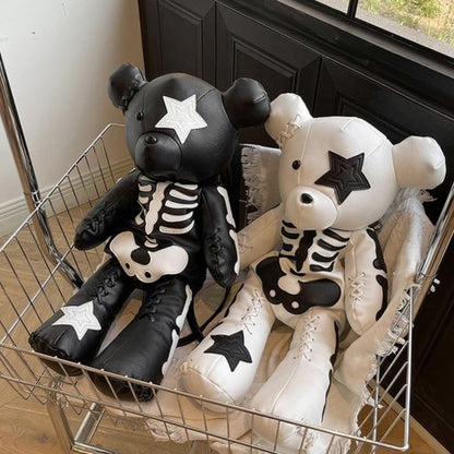 Rucksack Backpack Black Leather Teddy Bear Backpack High Quality