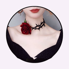 Thorn Design Black/Red Rose Choker