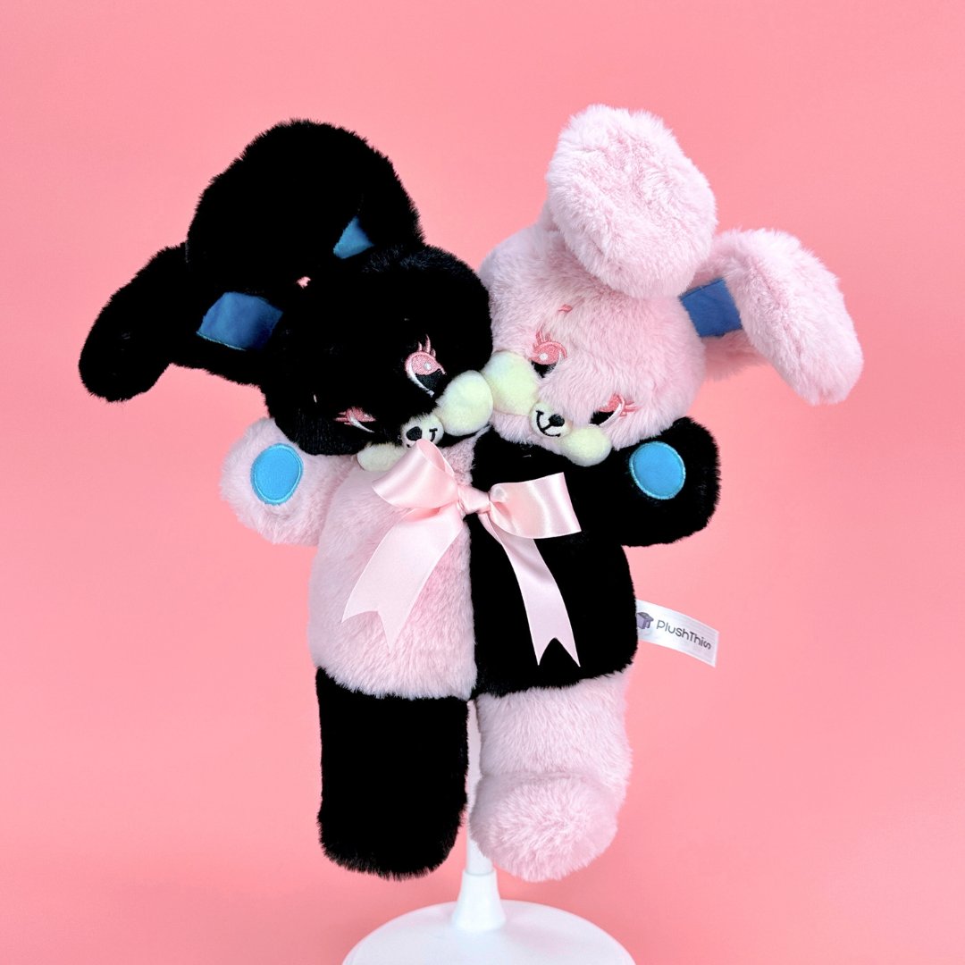 two heads bunny plush toy