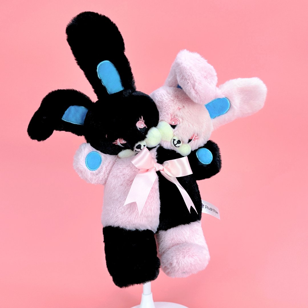 two heads bunny plush toy