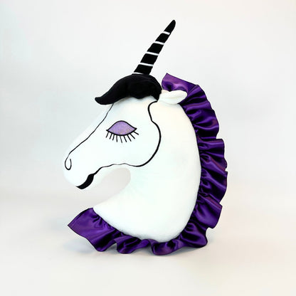 Goth Purple and White Unicorn Pillow