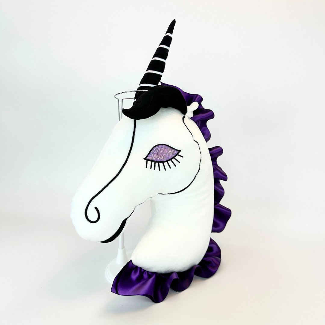 Goth Purple and White Unicorn Pillow