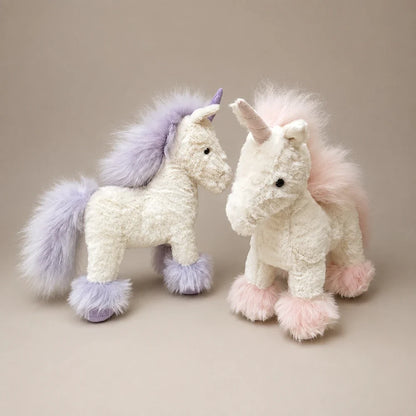 Fluffy Mane Unicorn & Pony Stuffed Animal - Lavender and pink unicorn plush