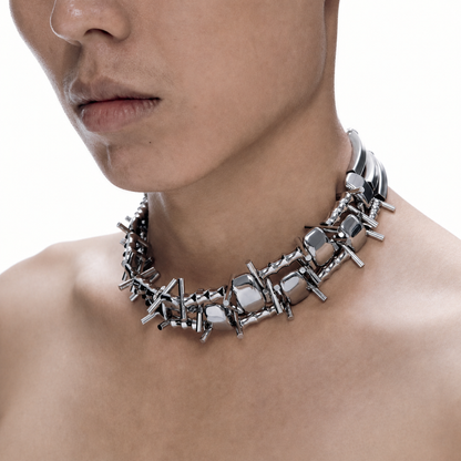 Punk Choker – Chrome Spike Choker
