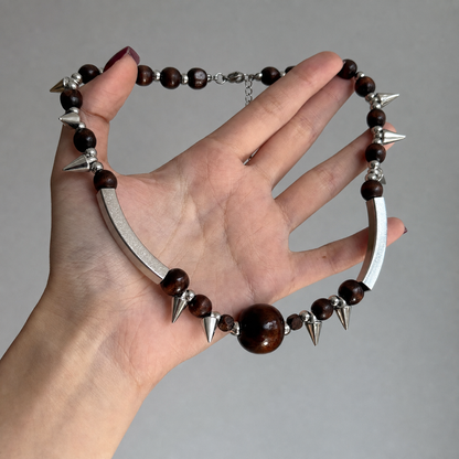 Punk Choker – Wood Spike Necklace