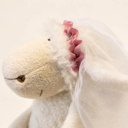 White Bride Wedding Sheep Plush Veil Detail