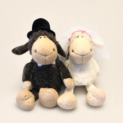 Wedding Sheep Plush Bride and Groom Front View