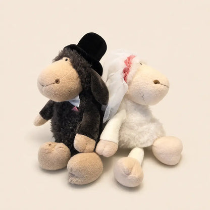 Wedding Sheep Plush Bride and Groom Side View