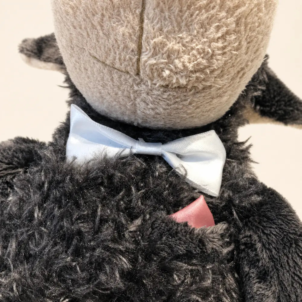 Black Groom Wedding Sheep Plush Bow Tie Detail