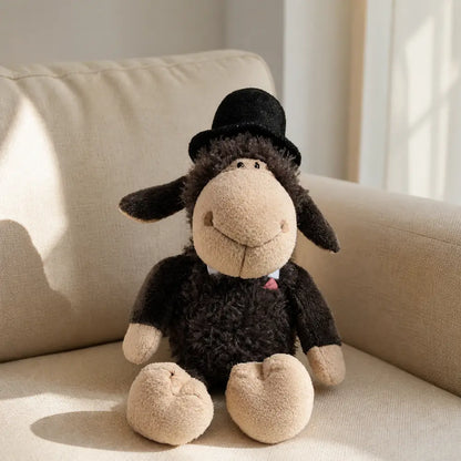 Black Groom Wedding Sheep Plush on a Sofa