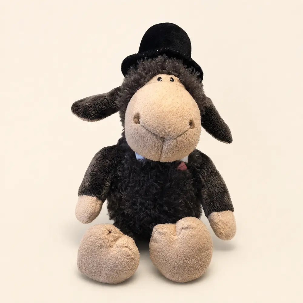 Black Groom Wedding Sheep Plush Front View