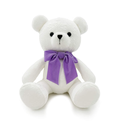 White bear features with purple bow tie stuffed animal PlushThis