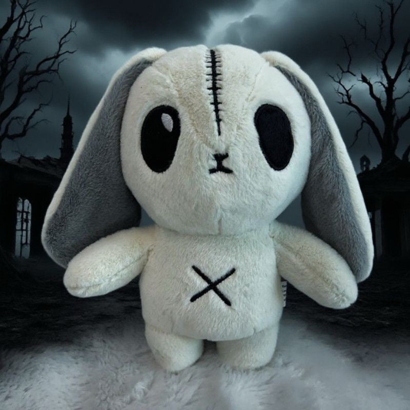 Goth Stitched White Bunny Plush