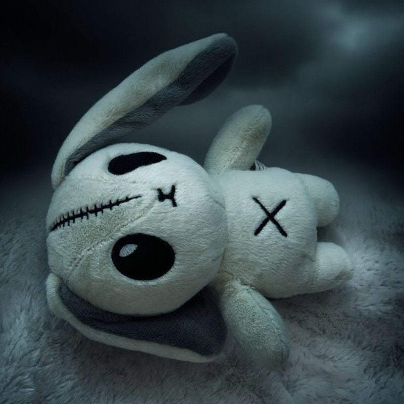 Goth Stitched White Bunny Plush