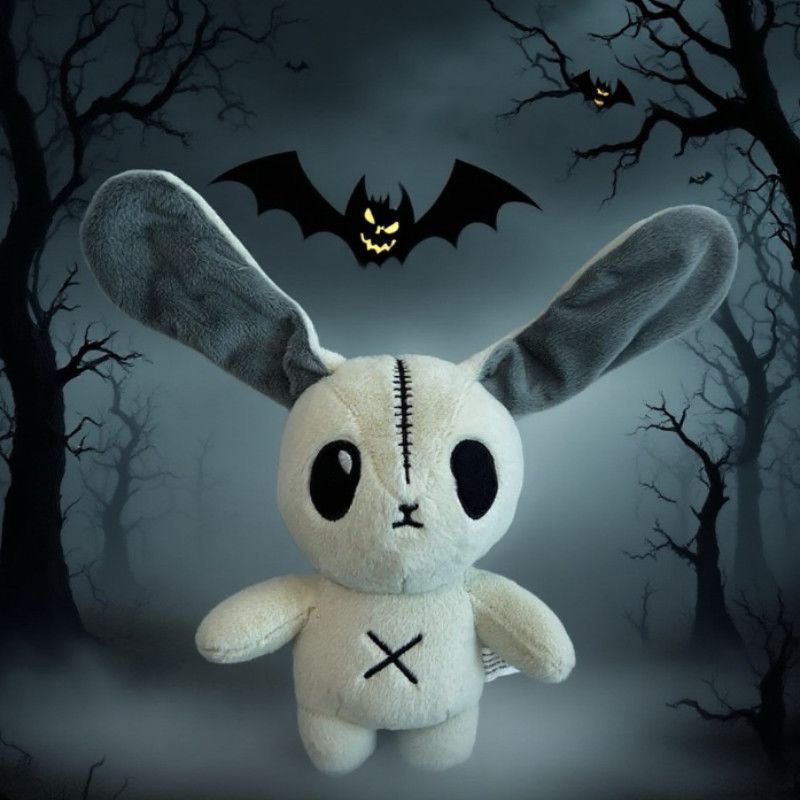 Goth Stitched White Bunny Plush