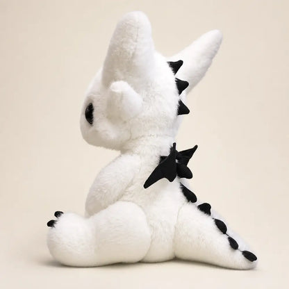 White Dragon Plush 23cm - Side View with Black Wings