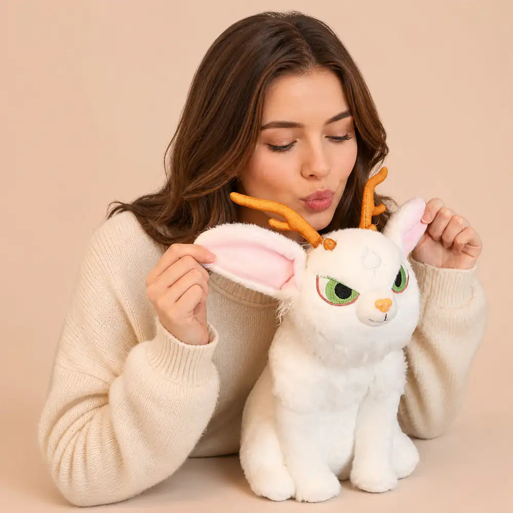 White Jackalope Plush - Lifestyle View