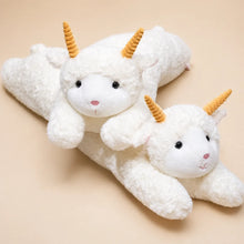 White Long Unicorn Plush Pillows - Studio Pair View
