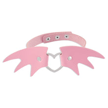 Punk Leather Heart Choker with Bat Wings