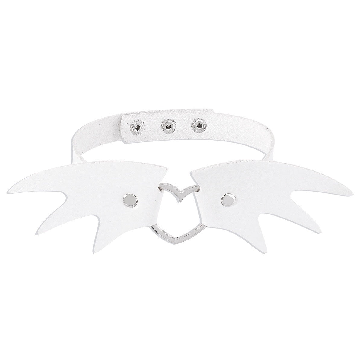 Punk Leather Heart Choker with Bat Wings