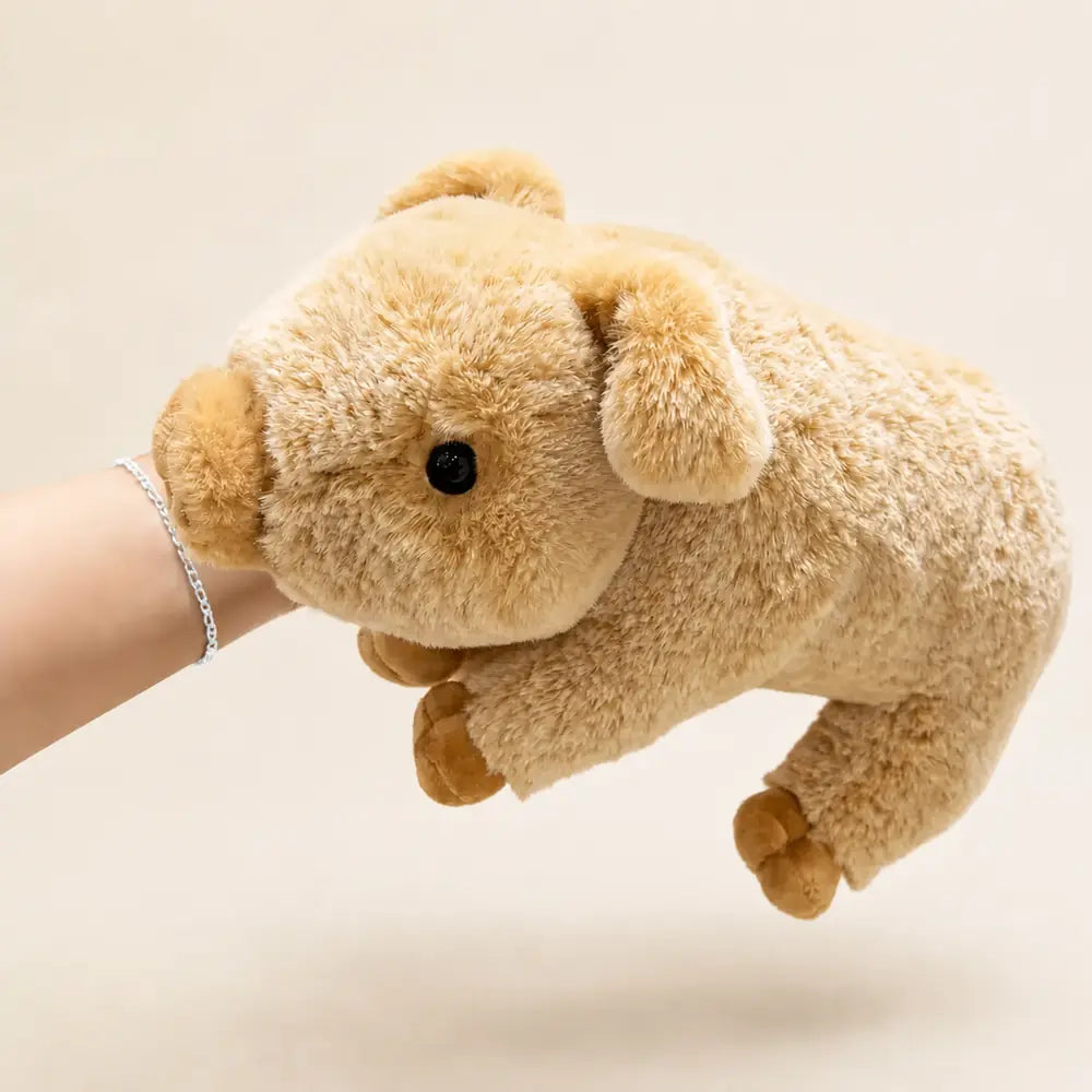 Fuzzy Animal Plush Collection Yellow Pig Front View