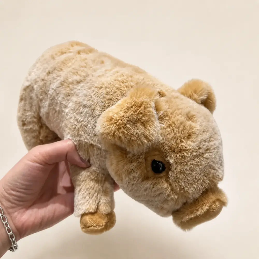 Fuzzy Animal Plush Collection Yellow Pig Side View