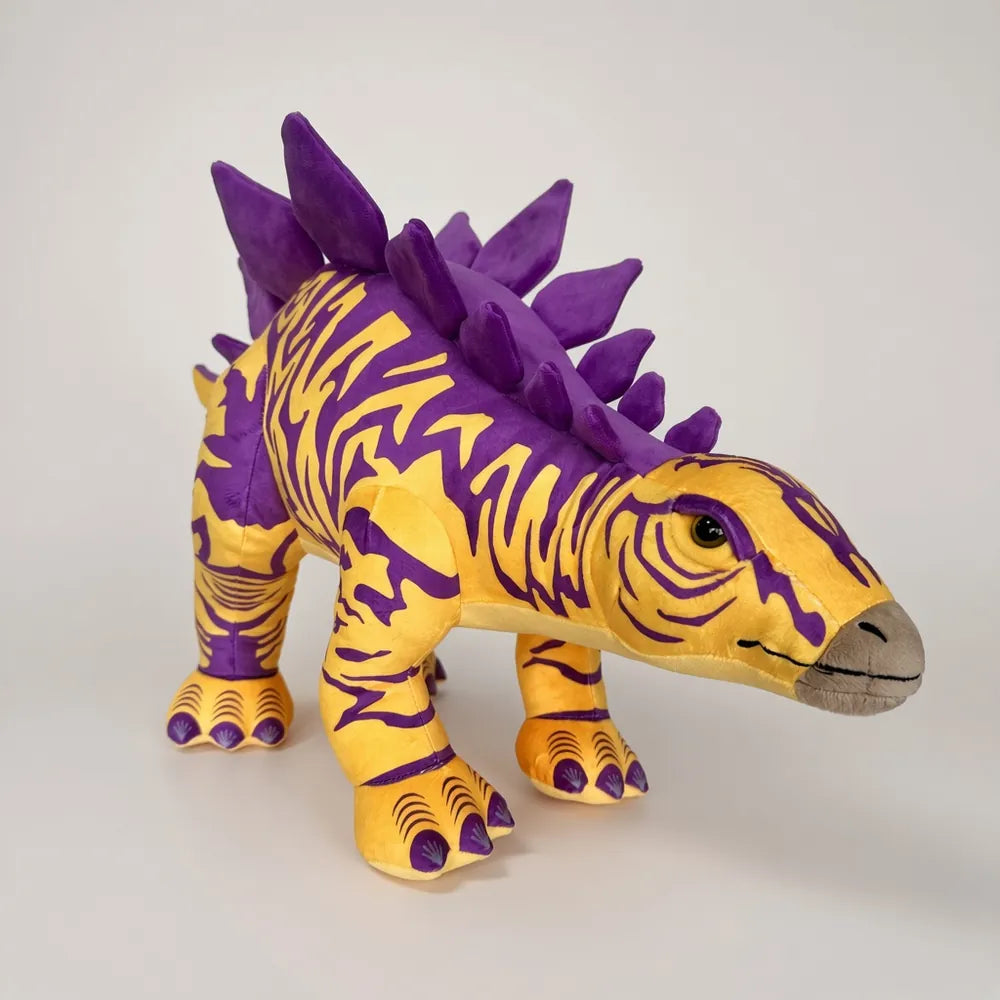 Yellow Purple Stegosaurus Stuffed Animal Front Right View