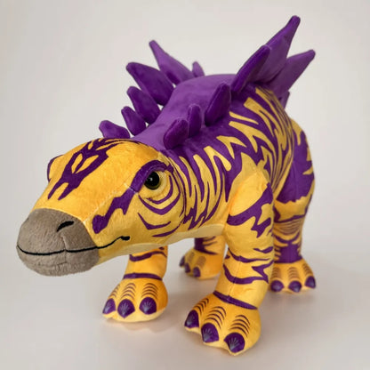 Yellow Purple Stegosaurus Stuffed Animal Front View