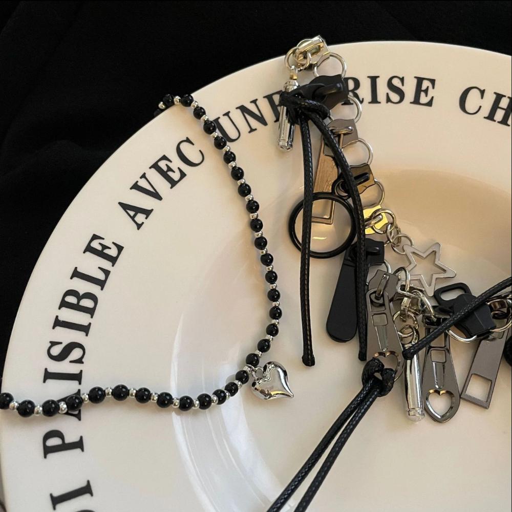 Y2K Punk Black Multi-Charm Choker